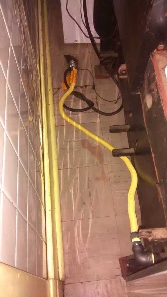 gas line flexible installed to vintage stove